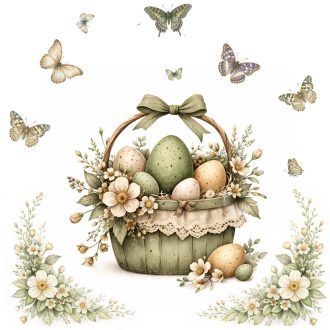   Húsvéti ablak dekoráció szett – Tojásos kosár és pillangók