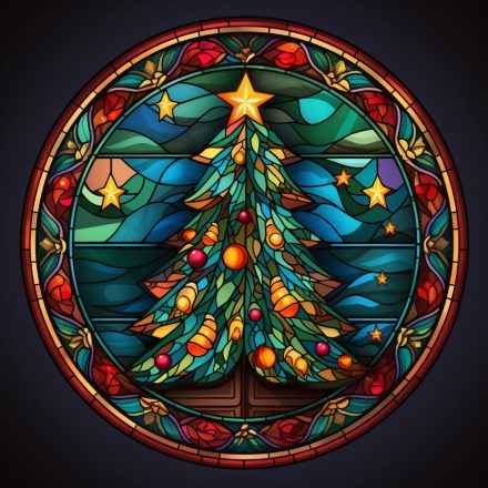 Ólomüveg hatású karácsonyi ablakmatrica, Karácsonyfa (3)