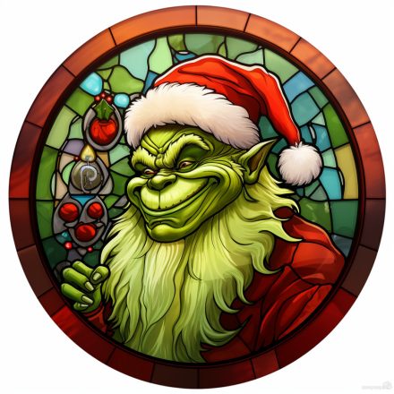 Ólomüveg hatású karácsonyi ablakmatrica, grinch (4)