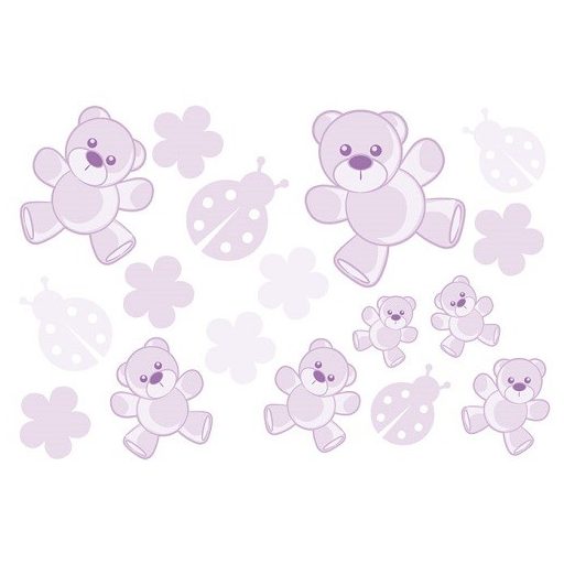 Macik, virágok, katicák, falmatrica gyerekeknek