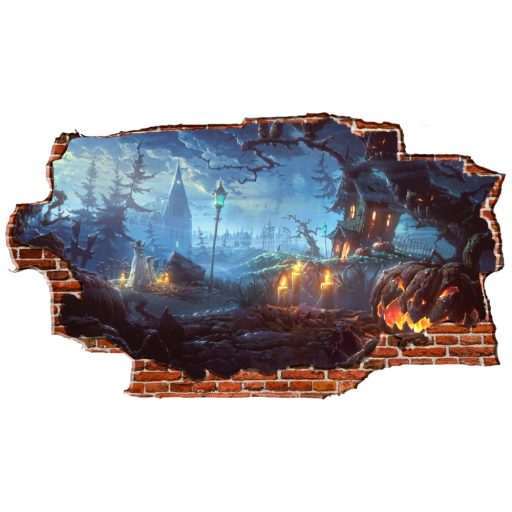 Halloweeni éjszaka, kitört fal hatású falmatrica