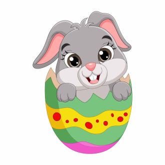 Cuki nyuszi tojásban, húsvéti ablakmatrica