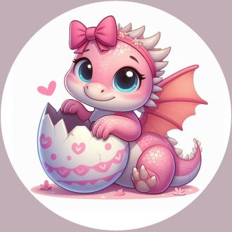 Kis sárkánylány tojással, falmatrica lányoknak