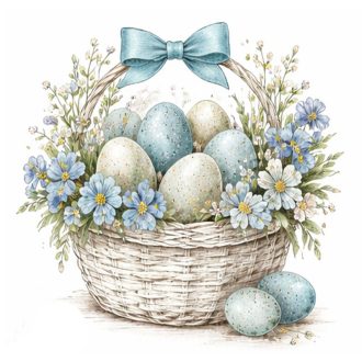 Kék húsvéti kosár, ragasztómentes ablakmatrica