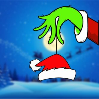   A grinch és a sapka, karácsonyi dekorációs matrica ablakra