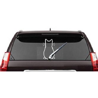 Farkát csóváló cica, hátsó szélvédő matrica