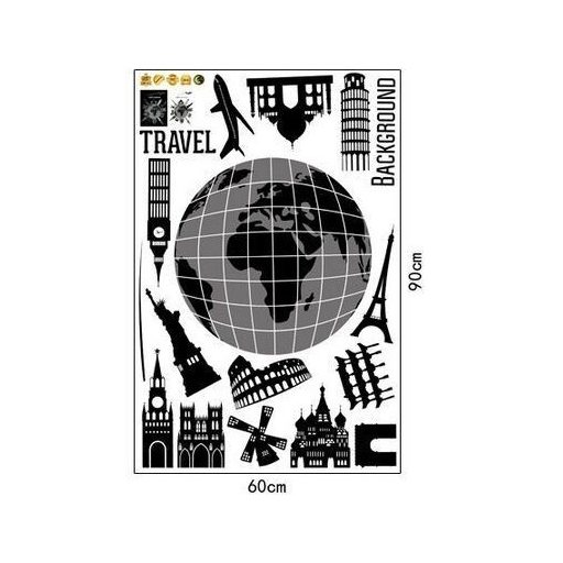 Világ körüli út, éjjel világító falmatrica