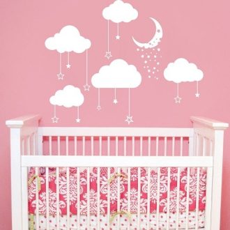 3. Felhők, hold, csillagok, babaszoba falmatrica