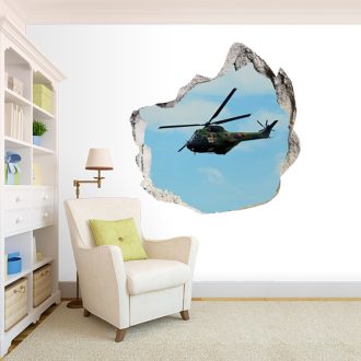 Katonai helikopter a fal mögött falmatrica  