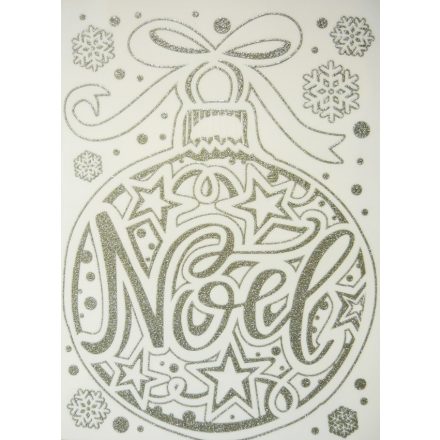 Noel, ezüst csillámos karácsonyi ablakmatrica a Dekormatricák webáruházban