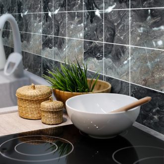   Sötétszürke márvány mintás, 9 db-os csempematrica csomag