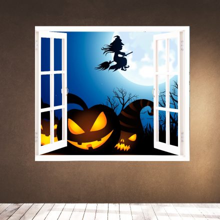 Halloweeni boszorkány, ablak hatású falmatrica