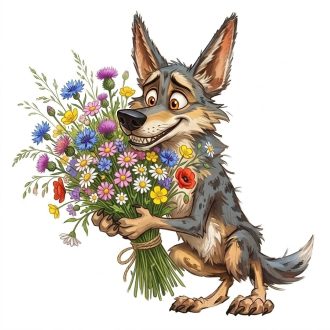 Monyók mezei virágcsokorral, ragasztómentes ablakmatrica