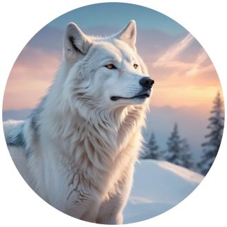 Figyelő fehér farkas, falmatrica