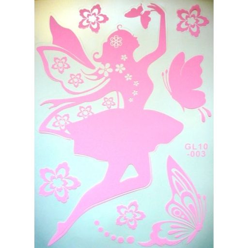 Tündér pillangókkal, éjjel világító falmatrica, rózsaszín
