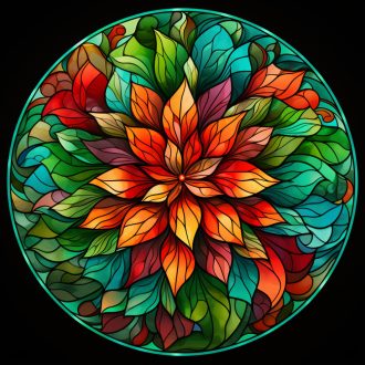 Mandala mikulásvirág, ólomüveg hatású ablakmatrica