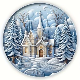 Havas templom a fenyők között, ablakmatrica