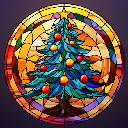 Ólomüveg hatású karácsonyi ablakmatrica, Karácsonyfa (1)
