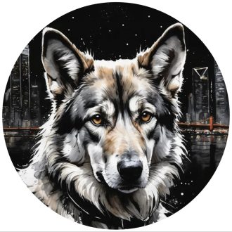 Farkas az éjjeli városban, falmatrica
