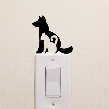 Kutya-cica villanykapcsoló matrica a Dekormatricák Webáruház matricáiból