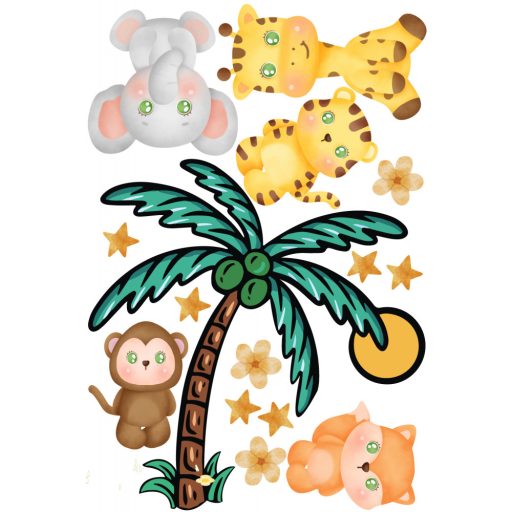 Afrikai állatbébik, gyerekszoba falmatrica