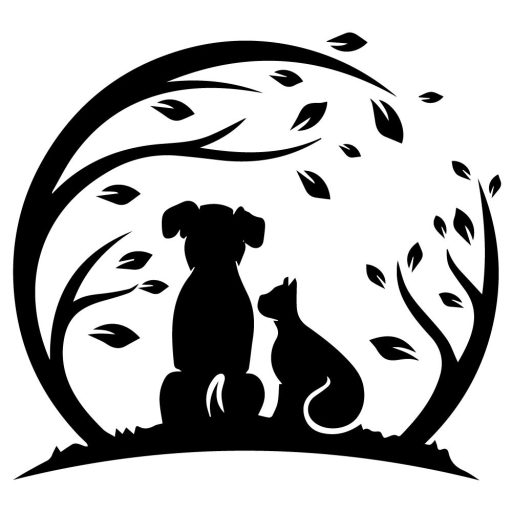 Cica és kutya együtt a természetben, falmatrica