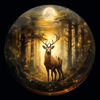 Szarvas az erdőben, üveggömb hatású ablakmatrica