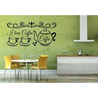 Nonfiguratív I love coffee, konyha falmatrica