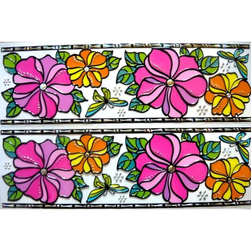 Színes futóvirágok, bordűr kontúrmatrica falmatrica