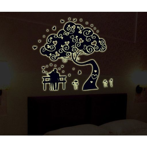 Fa szerelmespárral, éjjel világító falmatrica
