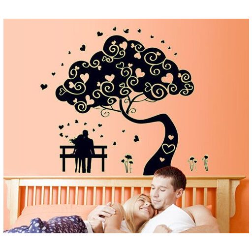 Fa szerelmespárral, éjjel világító falmatrica