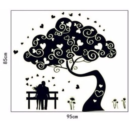 Fa szerelmespárral, éjjel világító falmatrica