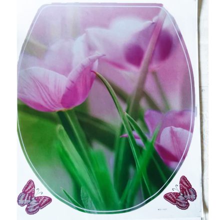 Rózsaszín tulipánok, toalett díszítő matrica