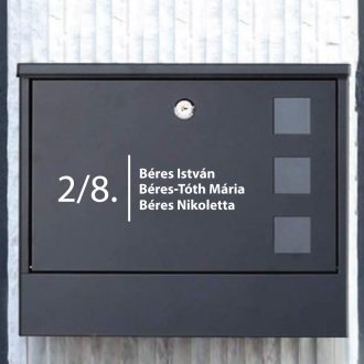 Emelet és ajtó nevekkel, matrica postaládára
