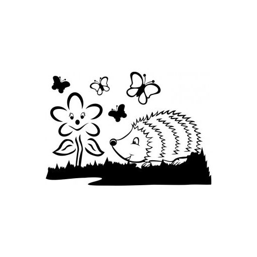 Süni virággal és pillangókkal, falmatrica gyerekszobába