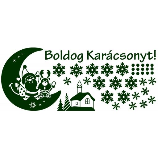 Mikulás a holdon, karácsonyi ablakmatrica