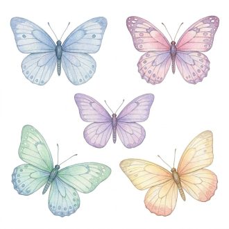 Pasztell pillangók, ragasztómentes ablakmatrica