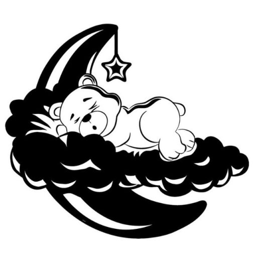 Holdon szundikáló kis mackó, falmatrica