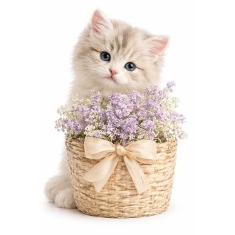 Cica masnis virágkosárral, ragasztómentes ablakmatrica