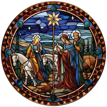 Három Királyok (2), ólomüveg hatású karácsonyi ablakmatrica