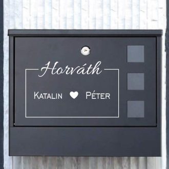 Szívecskés nevek keretben, postaláda matrica