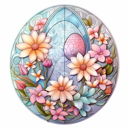 Pasztell virágok tojással (1). ólomüveg hatású húsvéti ablakmatrica