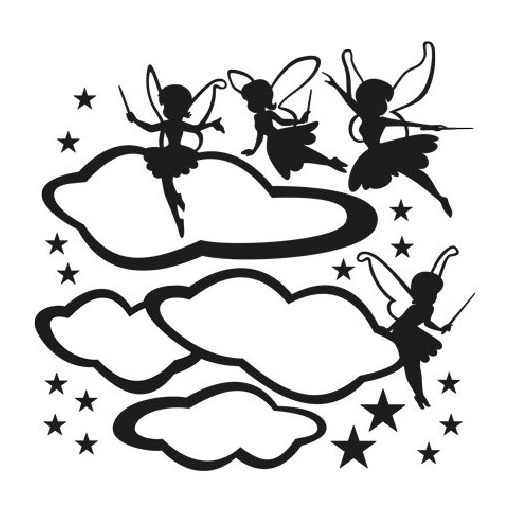 Tündérek felhőkön, falmatrica gyerekeknek