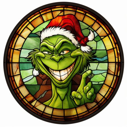 Ólomüveg hatású karácsonyi ablakmatrica, grinch (3)