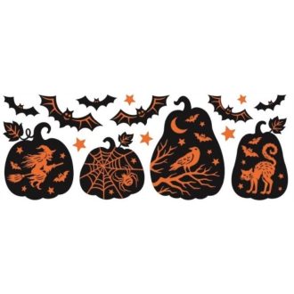 Halloween ünnepe3, csillámos ablakmatrica