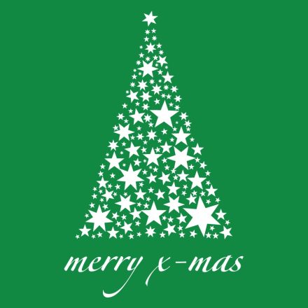 Karácsonyfa csillagokból, karácsonyi matrica kirakatra a Dekormatricák webáruháztól