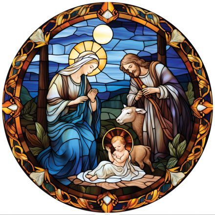 Kis Jézus születése (1), ólomüveg hatású karácsonyi ablakmatrica