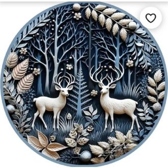 Fehér szarvasok az erdőben, ablakmatrica