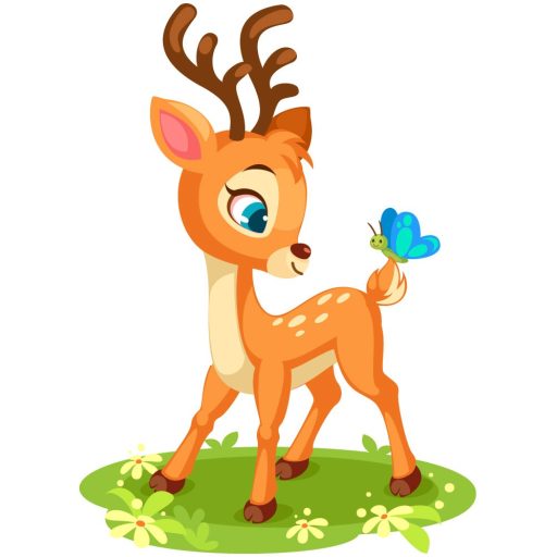 Őzike lepkével, falmatrica gyerekeknek