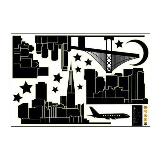 Város, éjjel világító falmatrica